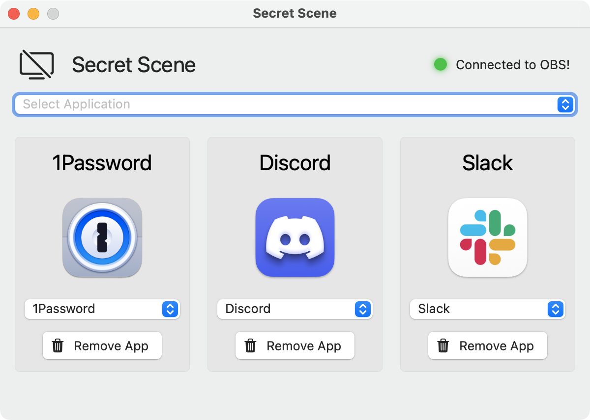 Screenshot of the macOS version of Secret Scene.